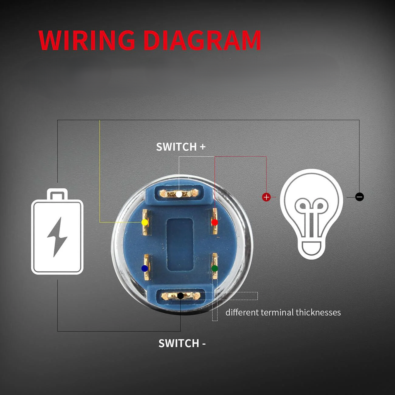 Interrupteur 12v, LED 3 couleurs On/Off