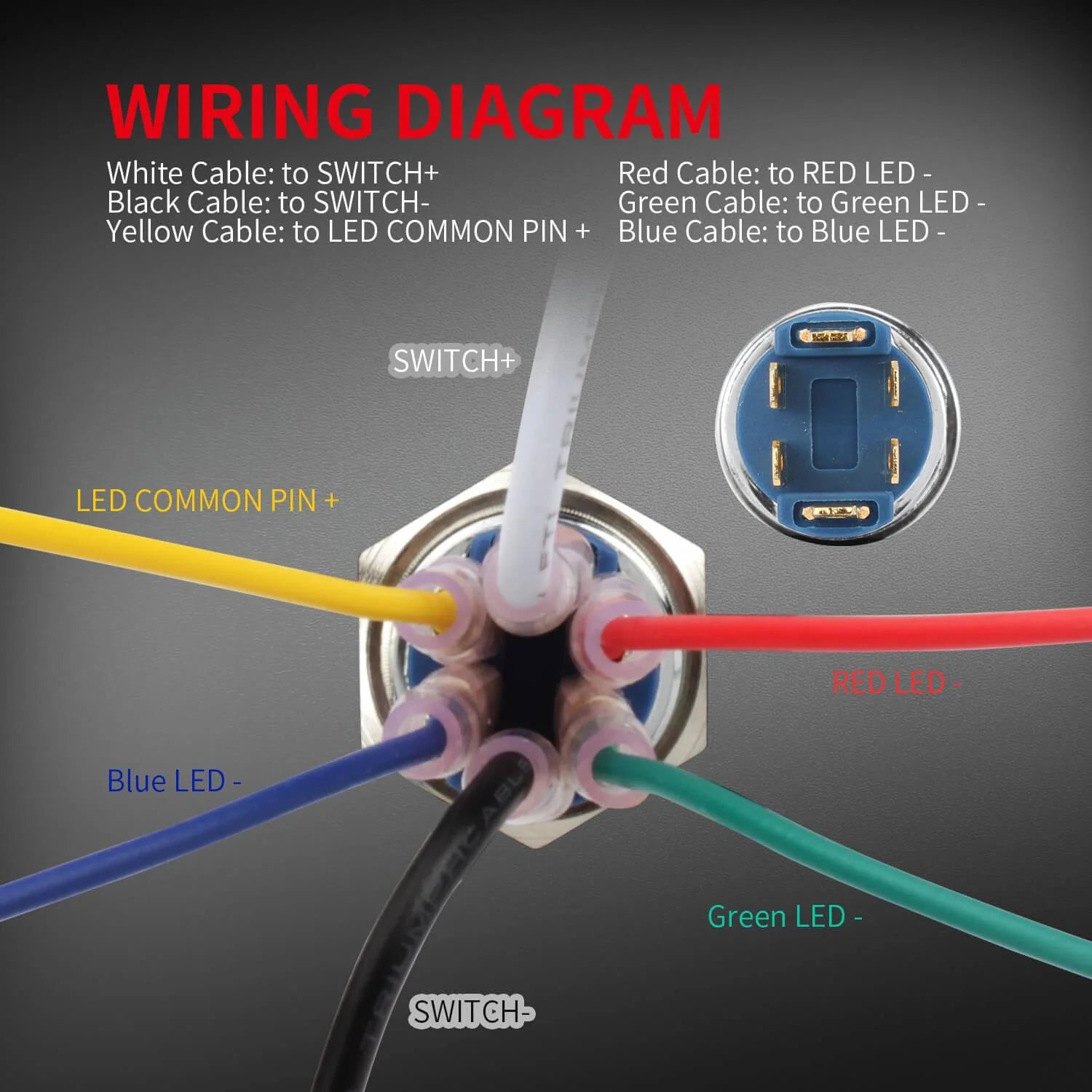 Interrupteur 12v, LED 3 couleurs On/Off