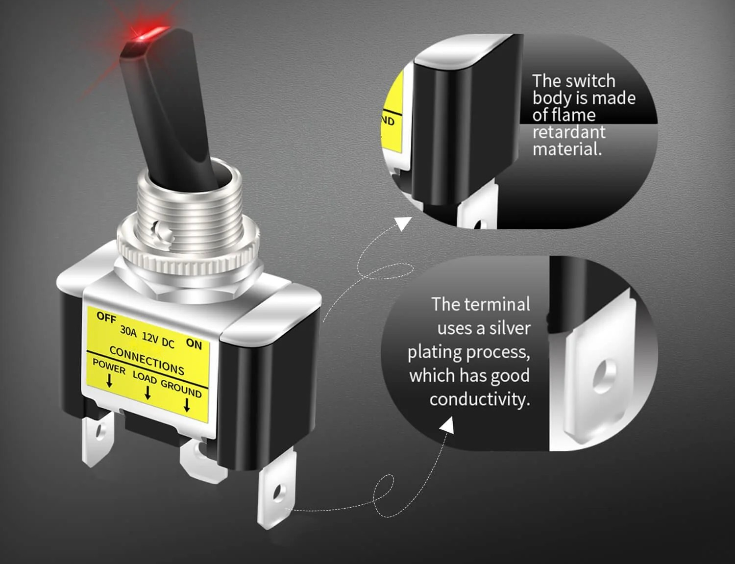 Interrupteurs type aviation avec LED