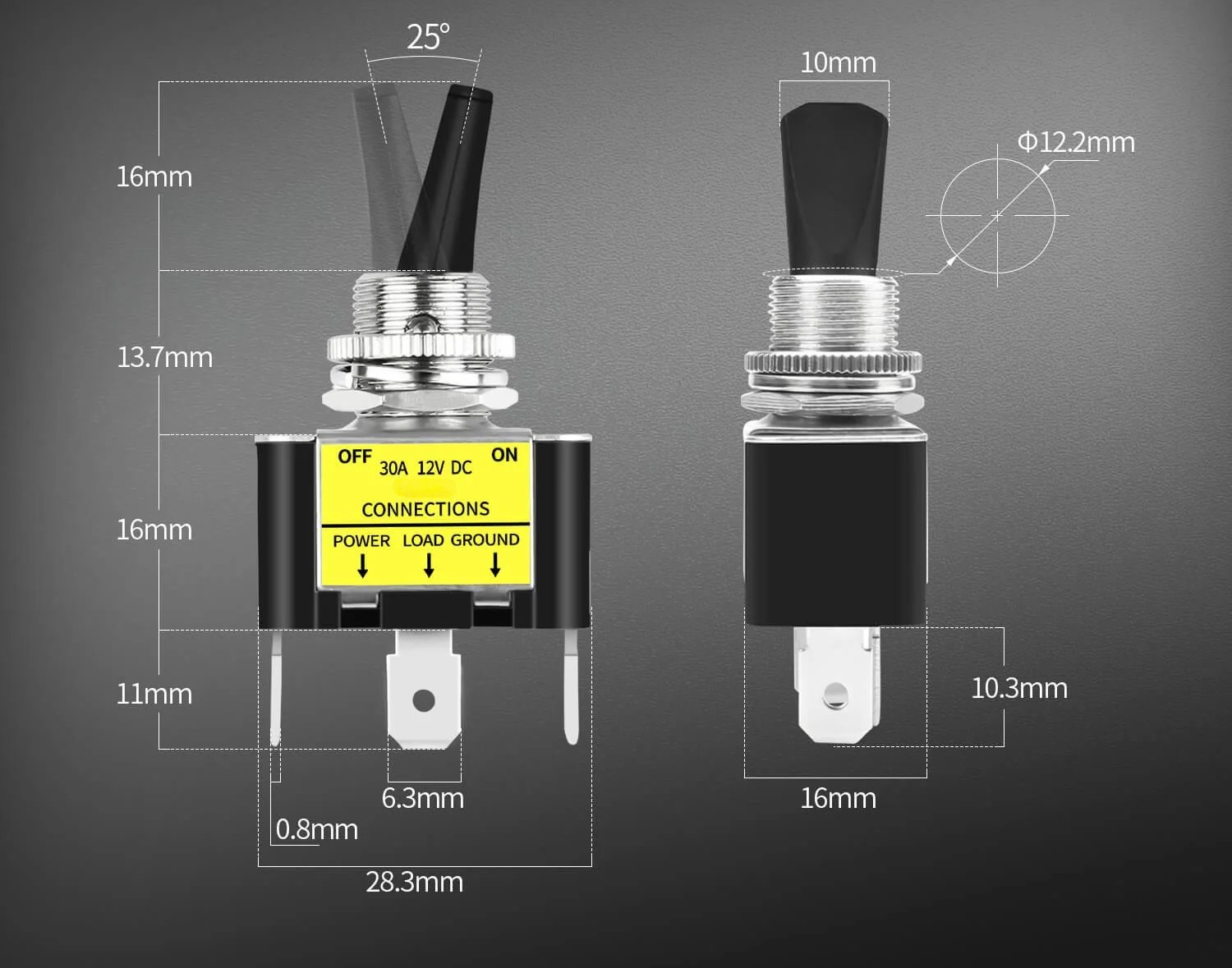 Interrupteurs type aviation avec LED