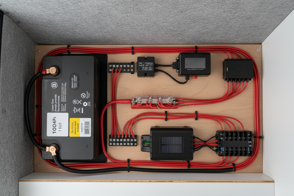 Vue aérienne setup électrique van